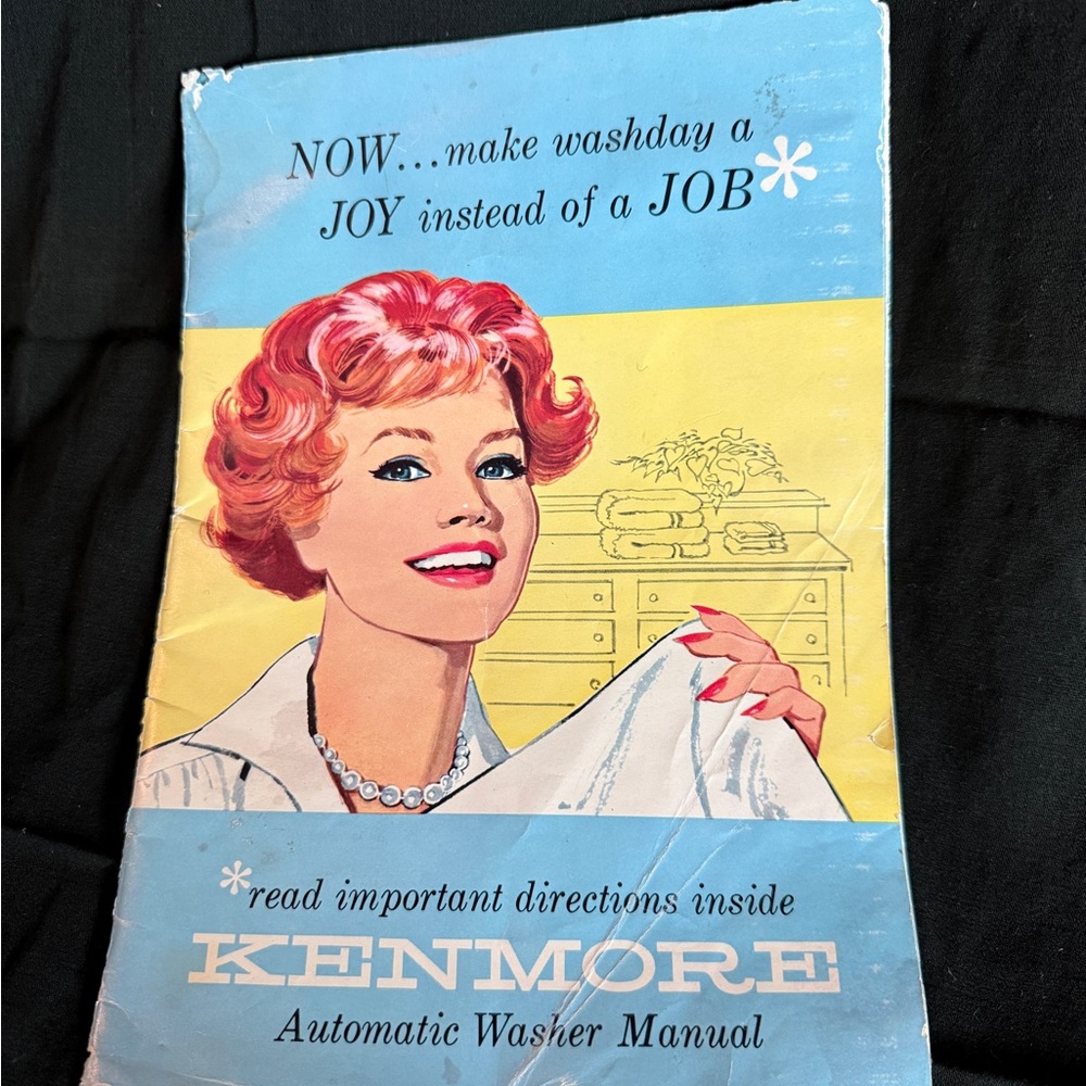 Kenmore Blue and Yellow Retro Washer Manual Cover Art Print